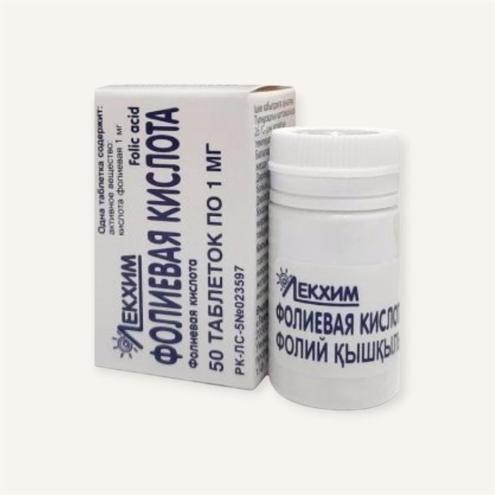 фоливая кислота 1 мг 50 табл  лекхим 00998  (1N / 3 / 4 )