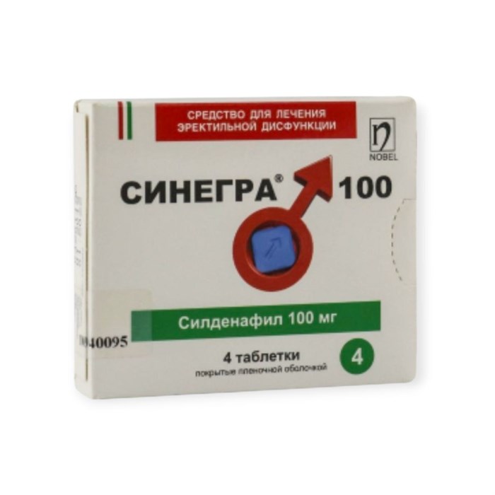 синегра 100мг 4табл NOBEL ( силденафил ) 00050 ( 3В/ 4  /2 )