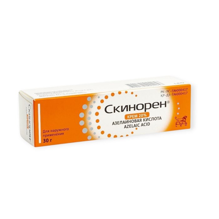 Скинорен крем 30 гр 20% Италия (акне/пост акне/для сух/норм кожи) 00916 ( 3N / 4 /  4 )
