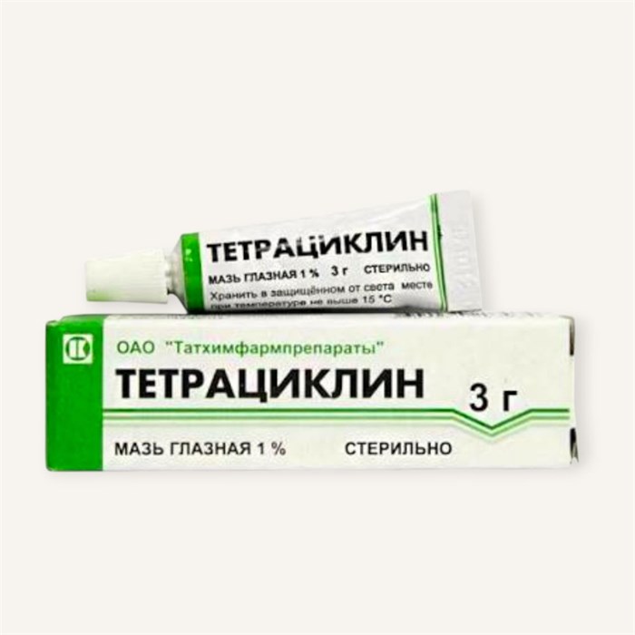 тетрациклиновая мазь глазная 1% 3 гр помятая коробка 00454  ( X / 1 / 6 ) Россия