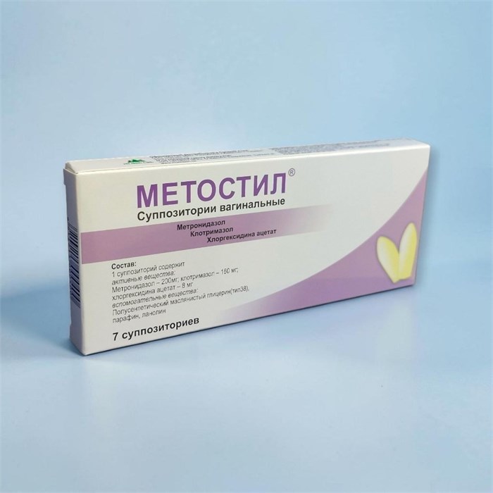 метостил супп 7 (бакт вагиноз/молочница/кольпит/трихомониаз) 00881  ( 4 / 3 )( 10 27) ( метрон-л /клотри-л/хлоргеседин )
